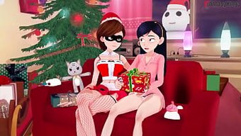 Helen Parr Como Elastigirl En Una Situación Netorare Con El Santa Equivocado.